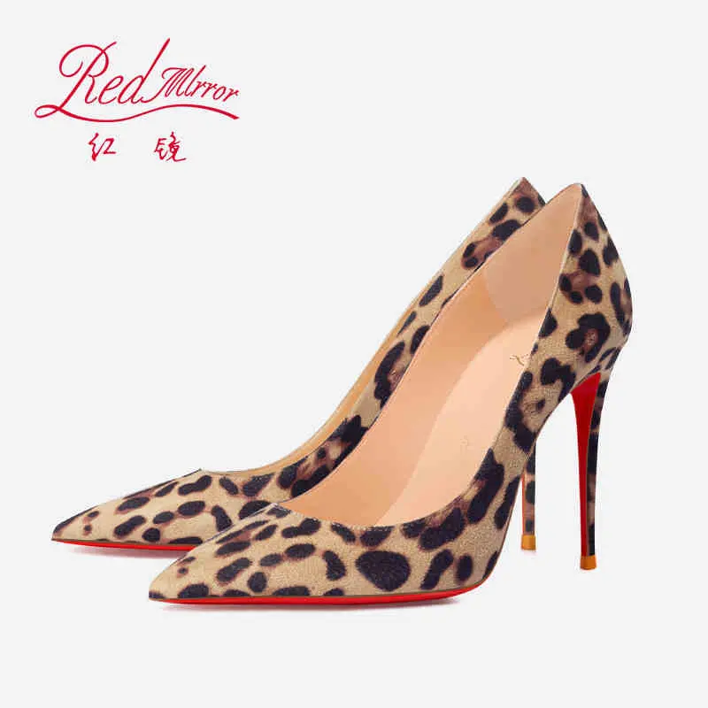 Brown matte Women's elegant high heel shoes Luxury Brand Pumps Red Shiny Bottom Pointed Toe Party Designer Prom Ladies shoes 44