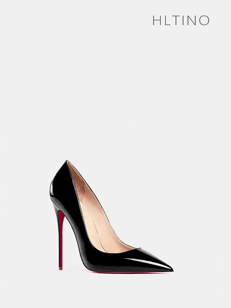 Woman shoes 2025 Heels for women Black Luxury Pumps Red Shiny Bottom Pointed Toe Shallow Sexy High Heels Party Ladies Shoes 12cm