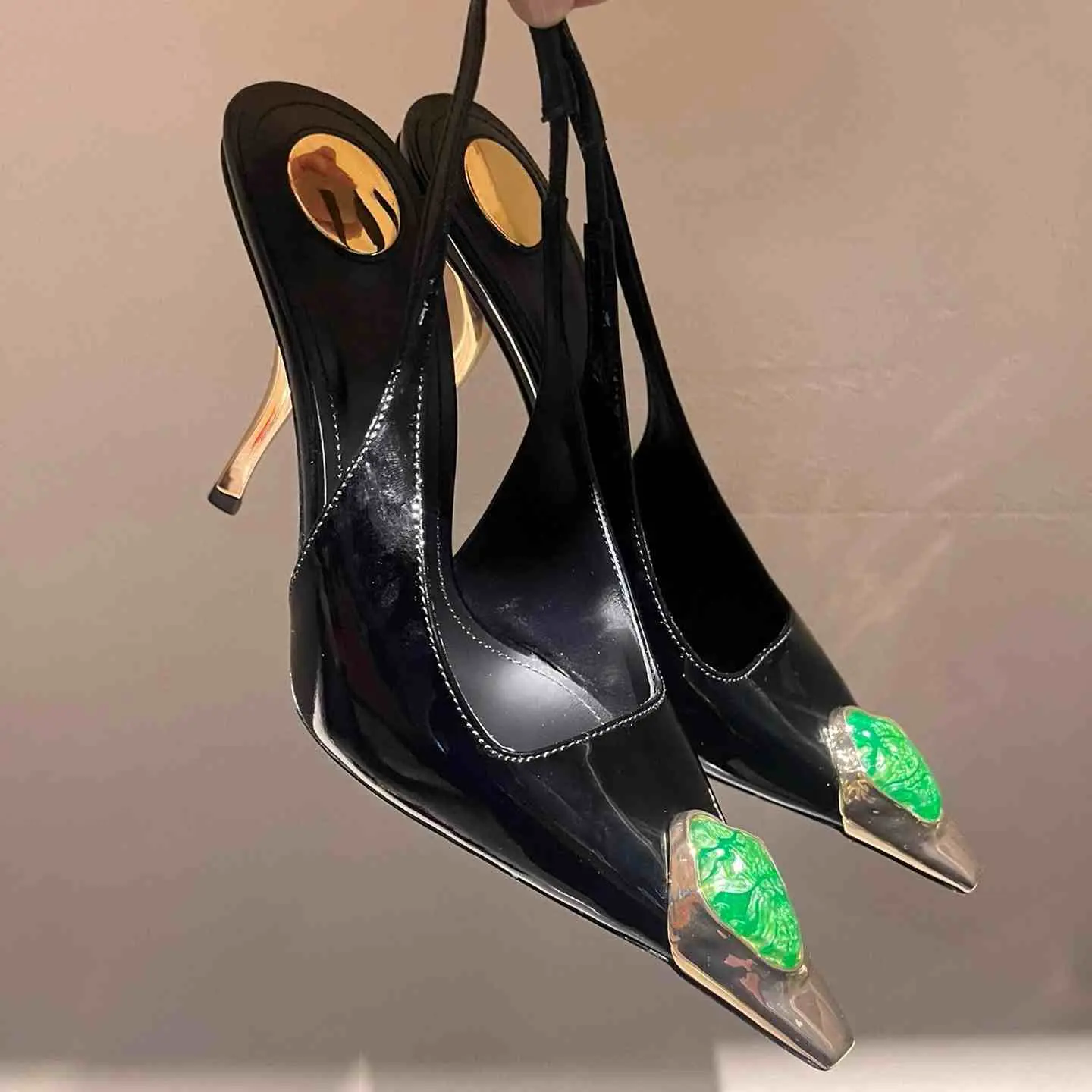 Women heels 2025 New Star Style Pointed toe Slingbacks elegant Women's High Heels Luxury Brand Pumps Rhinestones Party Prom Shoe