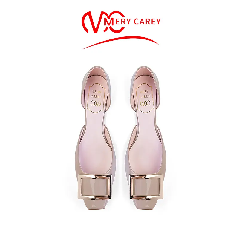 Metal decoration flats women genuine leather Women's Shoes 2024 new Square luxury brand woman shoes Comfortabl ladies Boat shoes