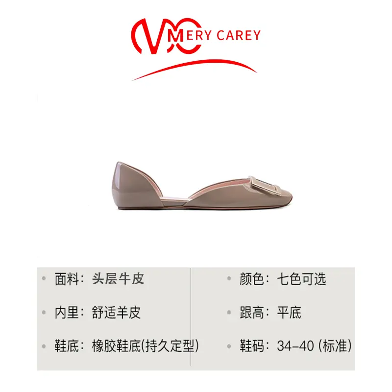 Metal decoration flats women genuine leather Women's Shoes 2024 new Square luxury brand woman shoes Comfortabl ladies Boat shoes