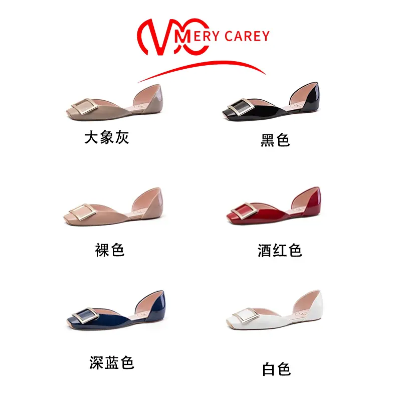 Metal decoration flats women genuine leather Women's Shoes 2024 new Square luxury brand woman shoes Comfortabl ladies Boat shoes