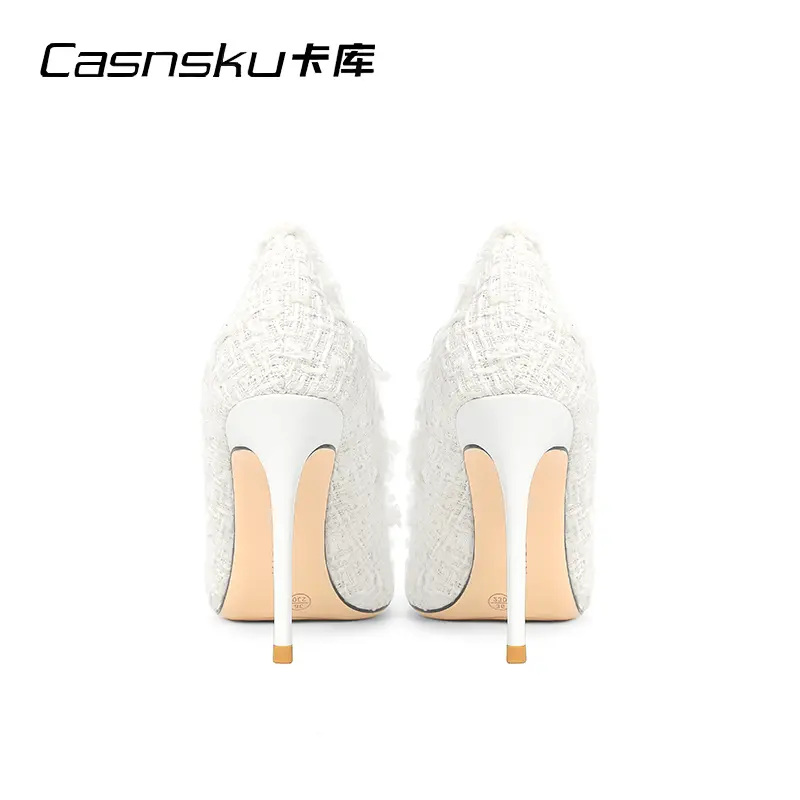 luxury women's shoes Star Style Luxury White Woven Rhinestone Women's Shoes Patent Leather Shoes Woman High Heel Fashion 10cm W