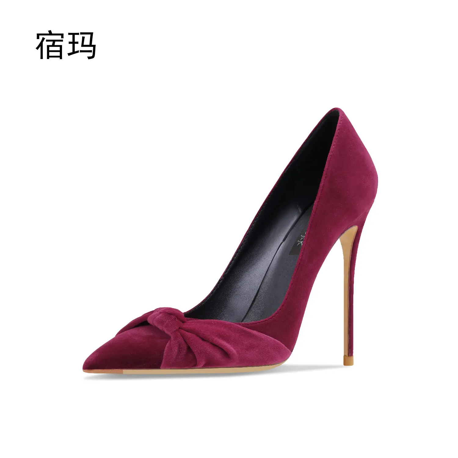 luxury women's shoes Women's Shoes 2024 Butterfly-knot Concise Flock High heels Women Pumps Pointed toe Office Ladies Fashion Co