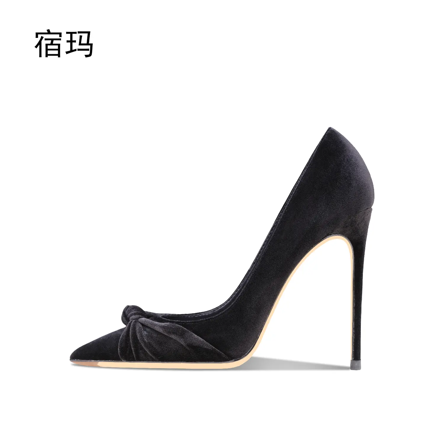 luxury women's shoes Women's Shoes 2024 Butterfly-knot Concise Flock High heels Women Pumps Pointed toe Office Ladies Fashion Co