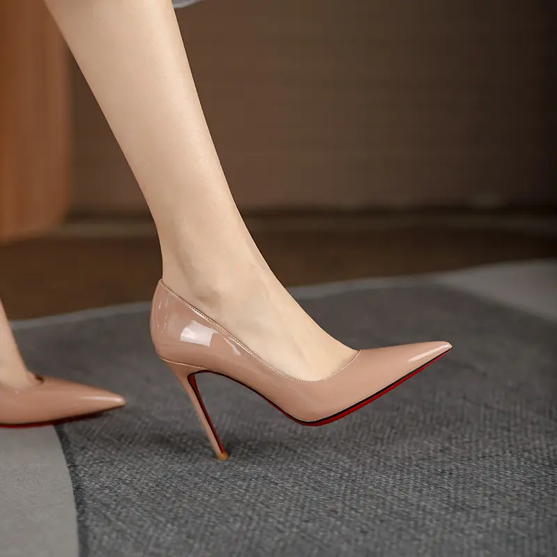 Shoes for Women luxury Brand Leather pointed toe Pumps Red Bottoms Shiny Elegant High Heels Shoes Shallow Prom Party Shoes Women