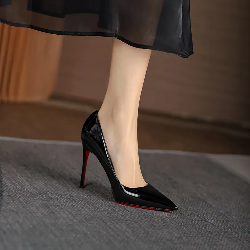 Shoes for Women luxury Brand Leather pointed toe Pumps Red Bottoms Shiny Elegant High Heels Shoes Shallow Prom Party Shoes Women