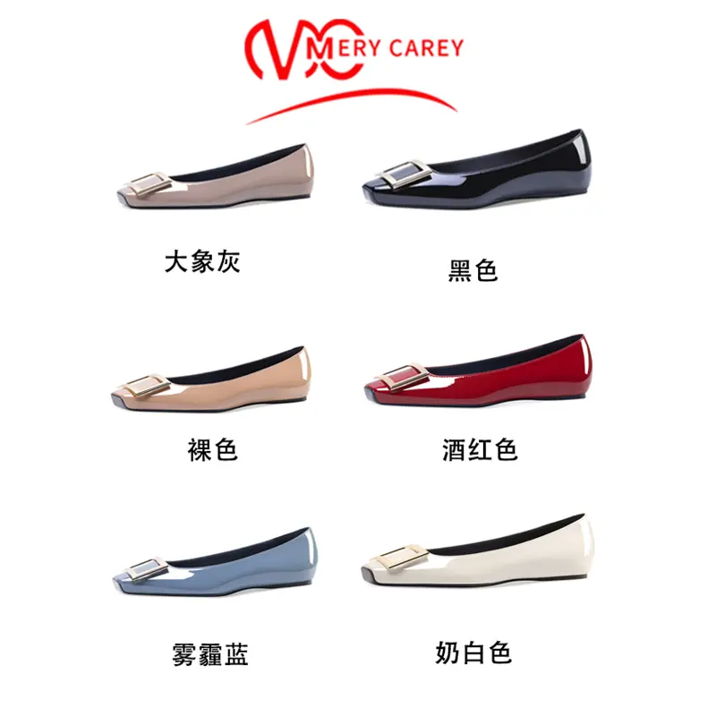brand flats luxury women's shoes 2024 trend New Star Style Fang Kou Boat shoes Comfortable Square toe Woman shoes ladies shoes