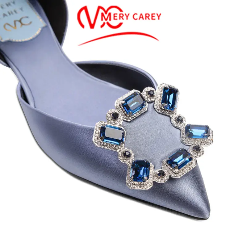 luxury woman shoes  brand rhinestone Silk Women's Shoes Brand Pointed toe Comfortabl Metal decoration ladies shoes Boat shoes