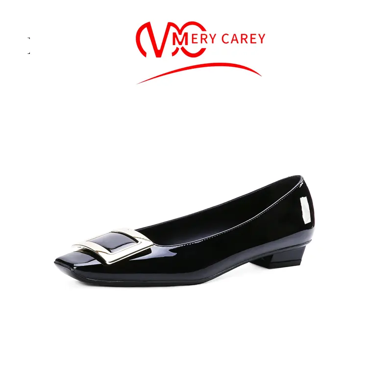 Women heels Elegant Shoes For Women Metal decoration Square toe Square heel Women's shoes 2024 trend Luxury Comfortable Ladies