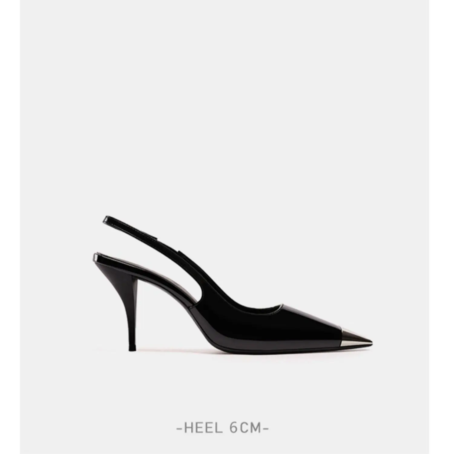 luxury women's shoes 2024 New Summer Black Leather Women Slippers Sandals Metal Decoration Shallow Square head High Heel Pumps C