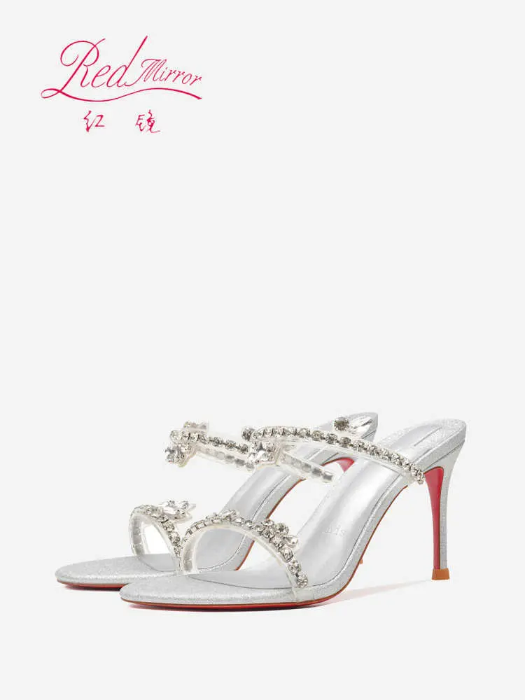 rhinestone Heeled sandals Red Shiny Bottoms Luxury Brand Hollow 2025 Elegant High Heels Sexy Slingbacks Ladies Shoes Women shoes