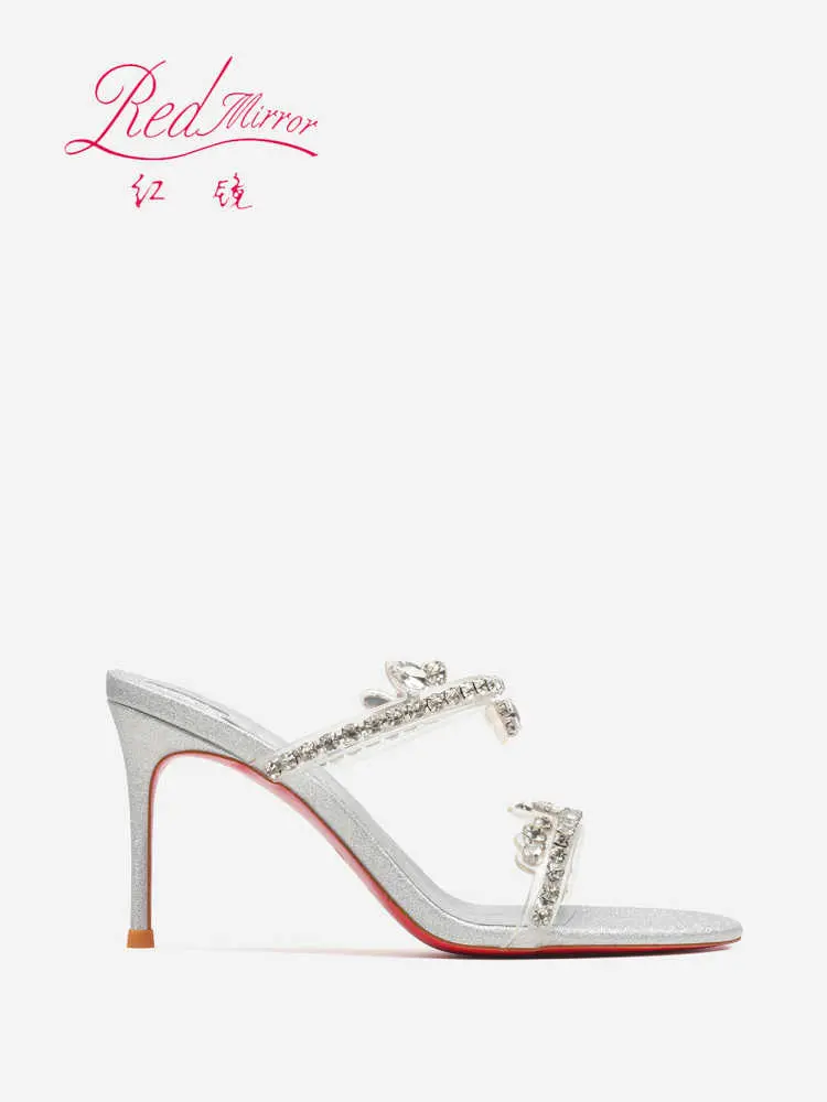 rhinestone Heeled sandals Red Shiny Bottoms Luxury Brand Hollow 2025 Elegant High Heels Sexy Slingbacks Ladies Shoes Women shoes