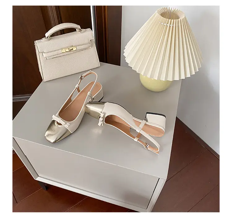 Wear Toe Sandals on The Outside, Women's Summer New Fairy Style, Small Fragrance, Bow Bow Square Heel Mary Jane Single Shoes