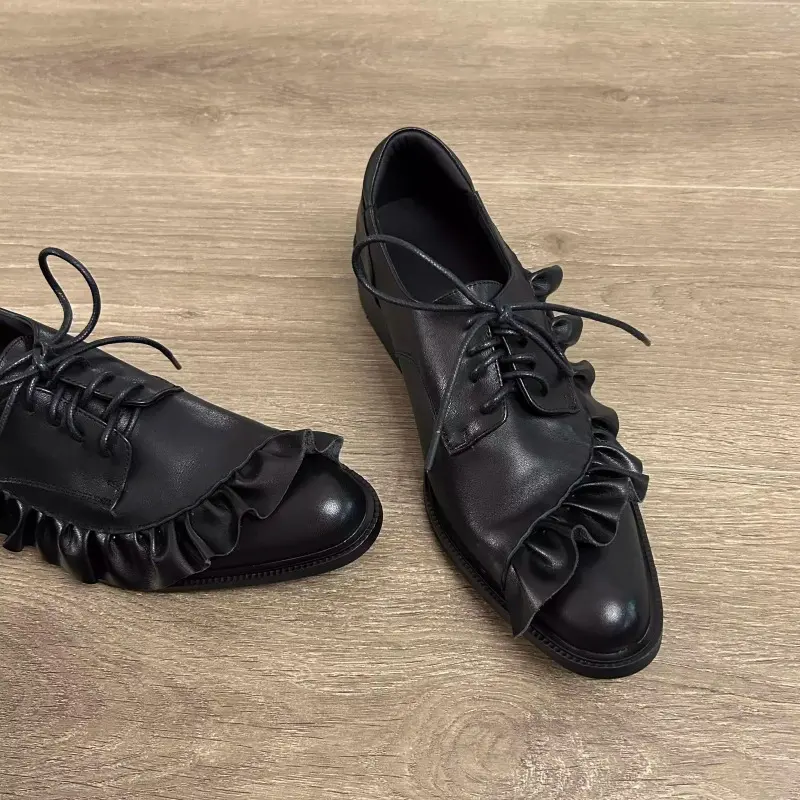 Women's Fashion Round Head Deep Cut Lace Cross Front Lacing Soft Sole Anti-slip Wear-resistant Low Heel Summer Heel Shoes