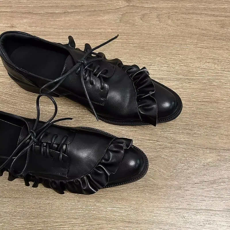 Women's Fashion Round Head Deep Cut Lace Cross Front Lacing Soft Sole Anti-slip Wear-resistant Low Heel Summer Heel Shoes