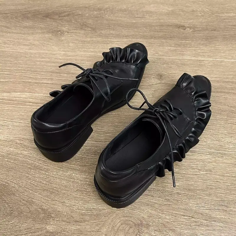 Women's Fashion Round Head Deep Cut Lace Cross Front Lacing Soft Sole Anti-slip Wear-resistant Low Heel Summer Heel Shoes