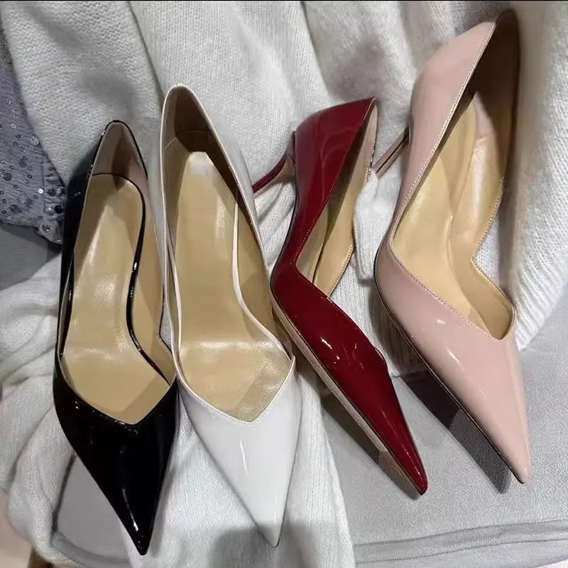Women's Fall New Thin Heel Shoes Fashion Pointy Toe Shallow Mouth Slip-off Anti-slip Wear-resistant High Heels