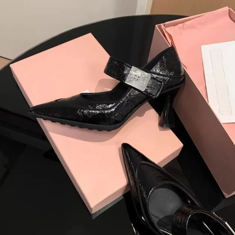 Women's Stiletto Sandals Summer New Pointed Toe Shallow Mouth One Strap Anti-Slip Wear-Resistant High Heels