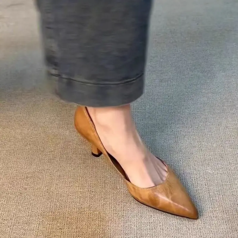 Fashion High Heels Spring New Pointed Head Shallow Mouth Set Foot Soft Sole Anti-slip Wear-resistant Single Shoes