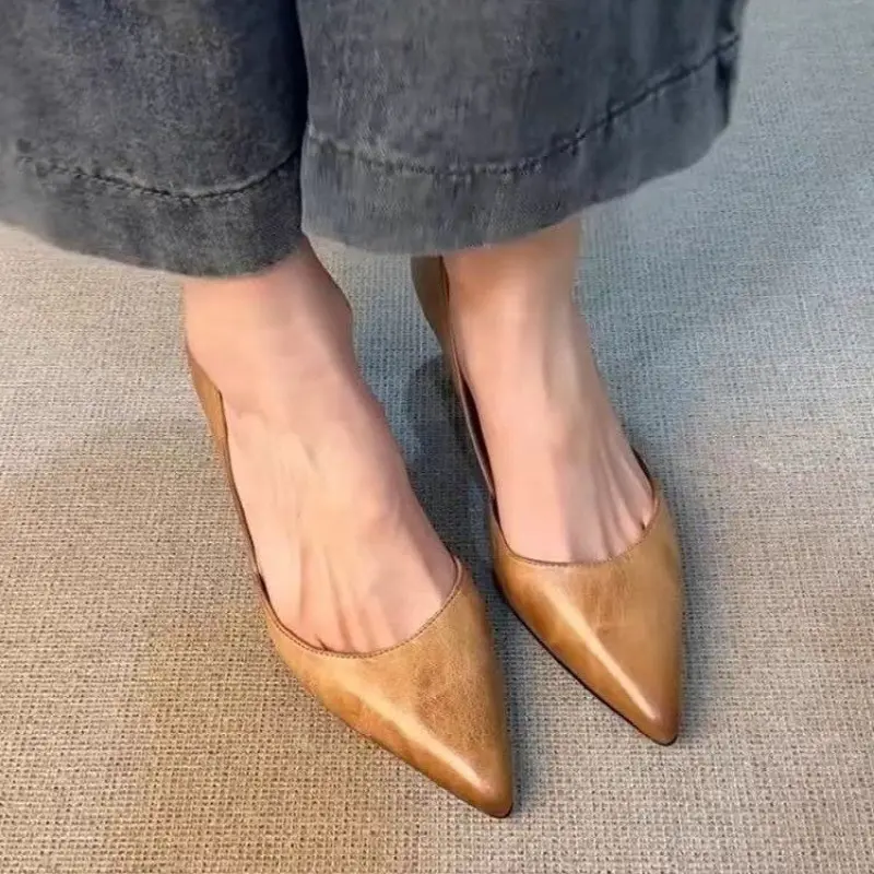 Fashion High Heels Spring New Pointed Head Shallow Mouth Set Foot Soft Sole Anti-slip Wear-resistant Single Shoes