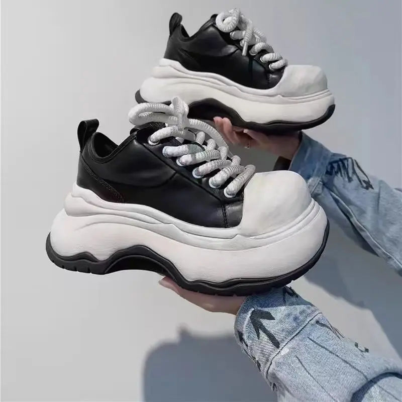Autumn New Thick Sole Single Shoes Women Fashion Round Head Front Strap Thick Sole Anti-slip Wear-resistant Low-top Shoes