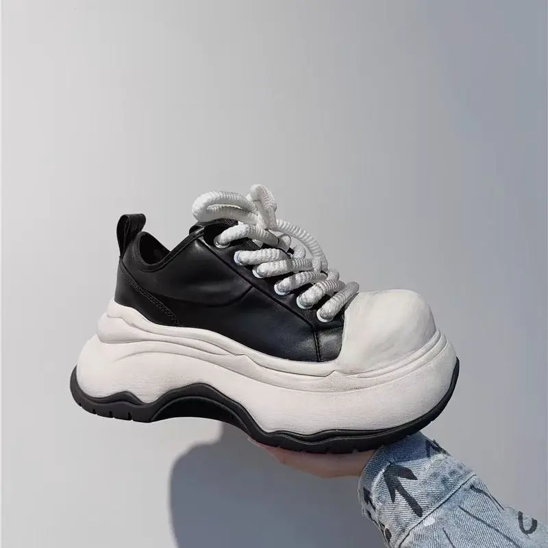 Autumn New Thick Sole Single Shoes Women Fashion Round Head Front Strap Thick Sole Anti-slip Wear-resistant Low-top Shoes