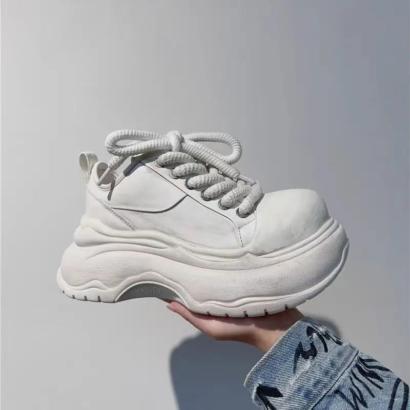 Autumn New Thick Sole Single Shoes Women Fashion Round Head Front Strap Thick Sole Anti-slip Wear-resistant Low-top Shoes