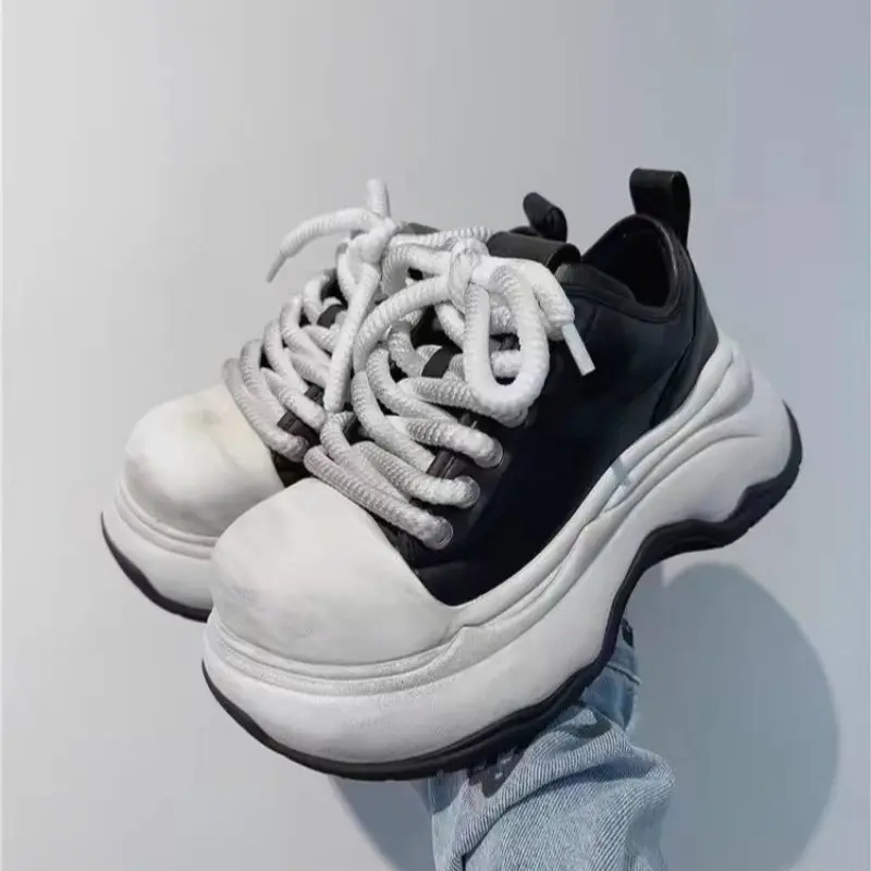 Autumn New Thick Sole Single Shoes Women Fashion Round Head Front Strap Thick Sole Anti-slip Wear-resistant Low-top Shoes