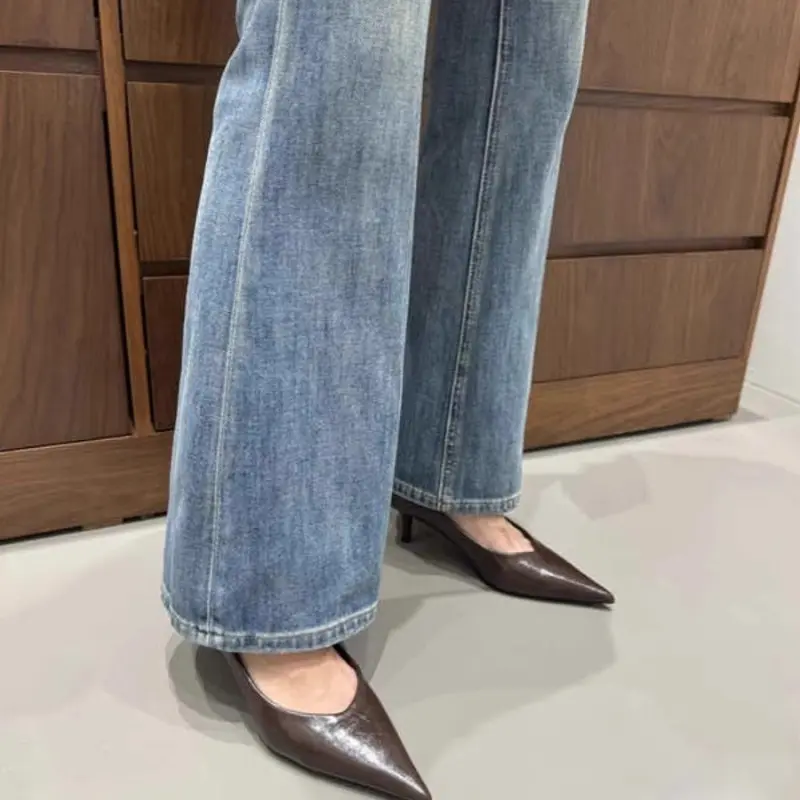 Small Foot Leather High Heels Women's Stiletto Spring and Autumn New Style Not Tired Tiptoe Work Professional Single Shoes