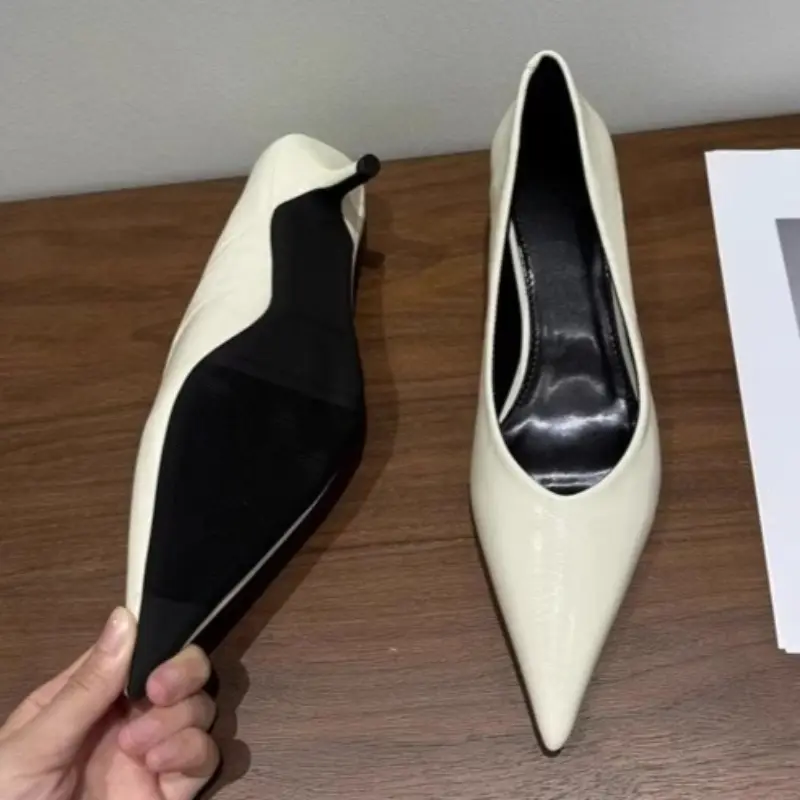 Small Foot Leather High Heels Women's Stiletto Spring and Autumn New Style Not Tired Tiptoe Work Professional Single Shoes
