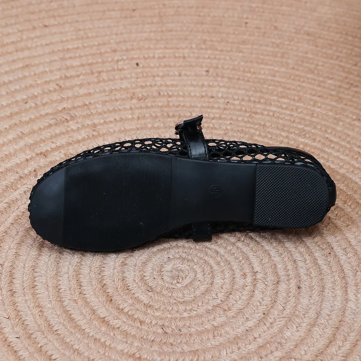 Women's Flat Shoes Spring New Round Head Shallow Mouth Mesh Cloth Breathable Word with Anti-slip Wear-resistant Single Shoes
