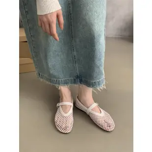 Women's Flat Shoes Spring New Round Head Shallow Mouth Mesh Cloth Breathable Word with Anti-slip Wear-resistant Single Shoes