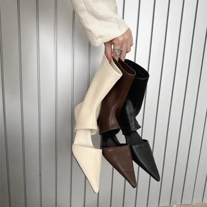 Spring New Pointed Hollowed Out Cool Boots Boots Sleeve Elastic Women's Boots Stiletto Fashion Shoes