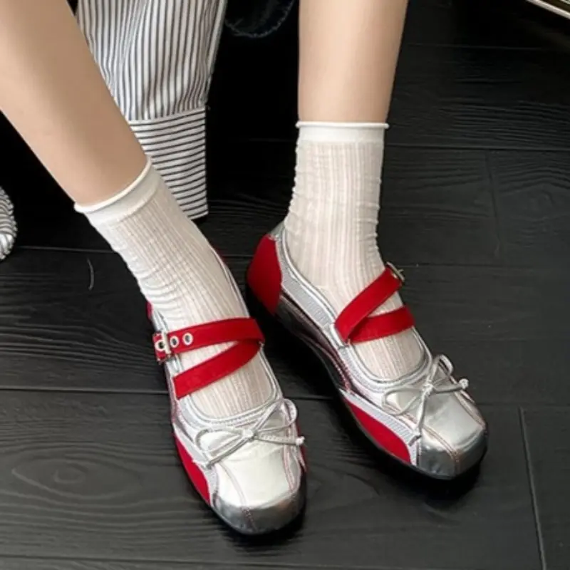 Square Toe Shallow Mouth Flat Single Shoes Women's Xia 2025 New Butterfly E Sister with Skirt Soft Sole Mary Jane Shoes
