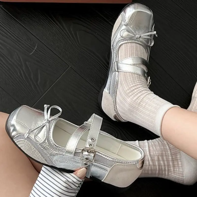 Square Toe Shallow Mouth Flat Single Shoes Women's Xia 2025 New Butterfly E Sister with Skirt Soft Sole Mary Jane Shoes