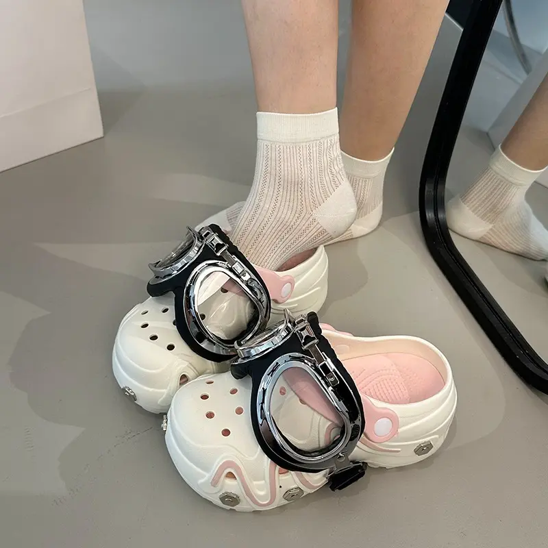 Detachable Glasses Baotou Platform Cool Drag Women 2025 Summer New Round Head Deep Mouth Wear Fashion Heightened Beach Sandals