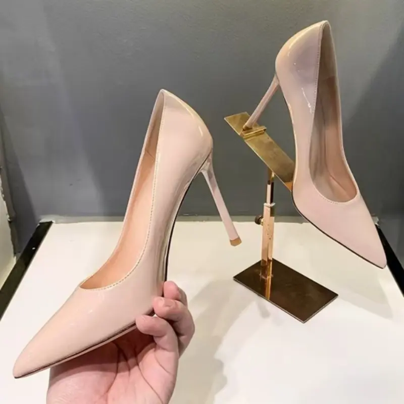 Spring New Ultra-high Heel Shoes Women Fashion Pointy Shallow Mouth Slip-on Anti-slip Wear-resistant Temperament Stiletto Heels