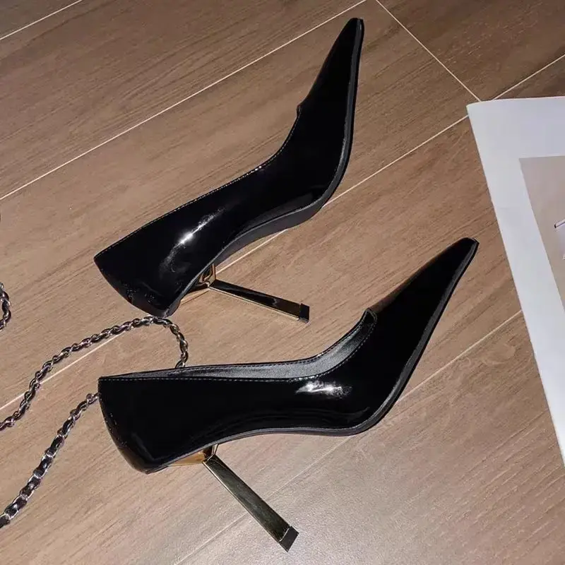 Spring New Thin Heel Single Shoes Women's Fashion Pointed Shallow Mouth Anti-slip Wear-resistant High Heels