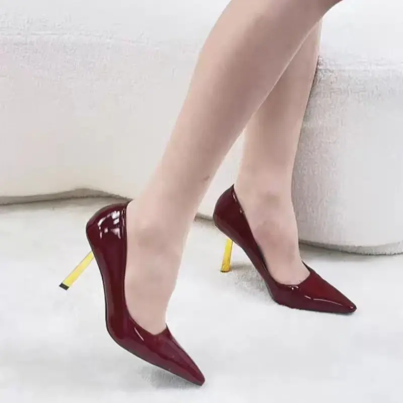 Spring New Thin Heel Single Shoes Women's Fashion Pointed Shallow Mouth Anti-slip Wear-resistant High Heels