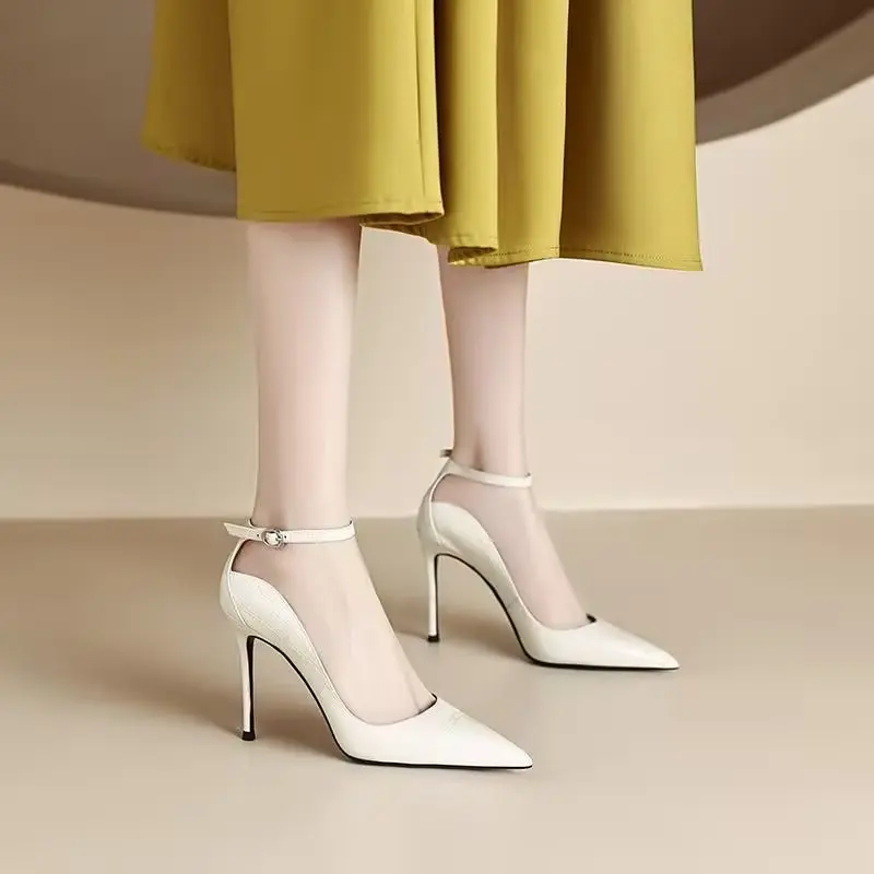 Women's Fashion Slim Heel Shoes Spring New Pointed Head Shallow Mouth with A Slip-on Anti-slip Wear-resistant High Heels