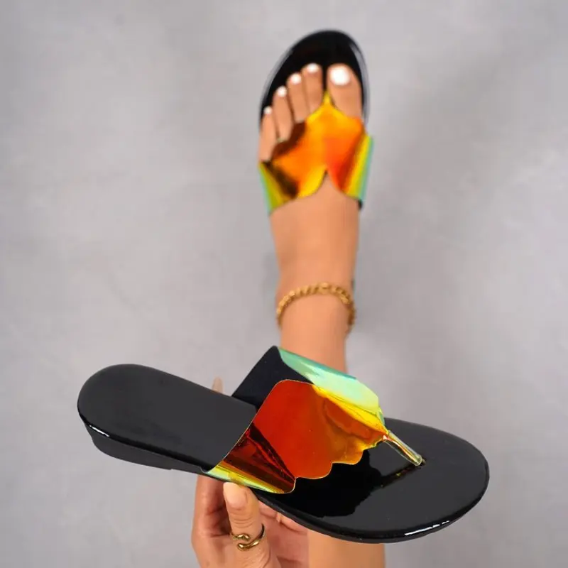 Fashion Clip-Toe Wedge Sandals Women's Summer New Round Toe Soft Sole Anti-slip Wear-resistant Wedge Shoes