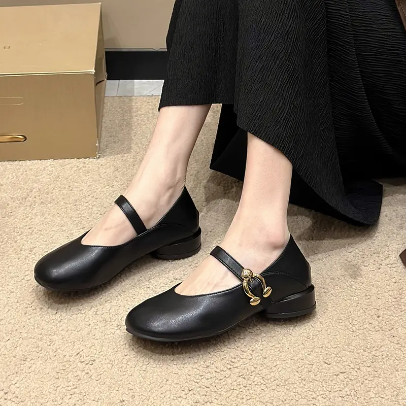 Women's Fashion Single Shoes Spring New Round Head Mid-mouth Soft Sole Anti-slip Wear-resistant Low-top Shoes