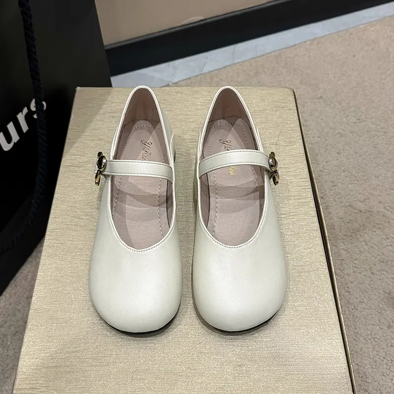 Women's Fashion Single Shoes Spring New Round Head Mid-mouth Soft Sole Anti-slip Wear-resistant Low-top Shoes