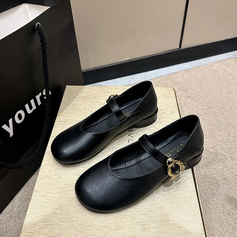 Women's Fashion Single Shoes Spring New Round Head Mid-mouth Soft Sole Anti-slip Wear-resistant Low-top Shoes