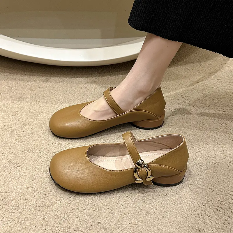 Women's Fashion Single Shoes Spring New Round Head Mid-mouth Soft Sole Anti-slip Wear-resistant Low-top Shoes