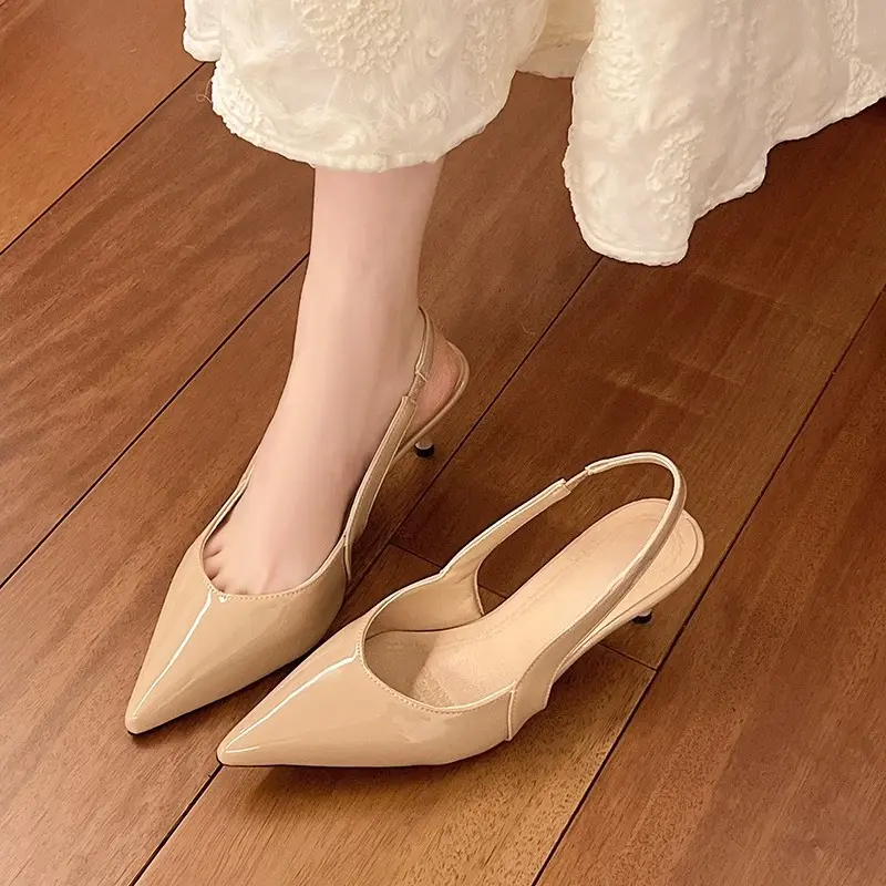 Temperament Stiletto Sandals Summer New Pointed Toe Shallow Mouth One Strap Anti-slip Wear-resistant Sandals