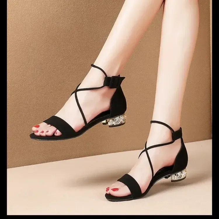Shallow Daily Rear Zipper Personality Roman Style Women's Shoes 2025 Summer New Sandals
