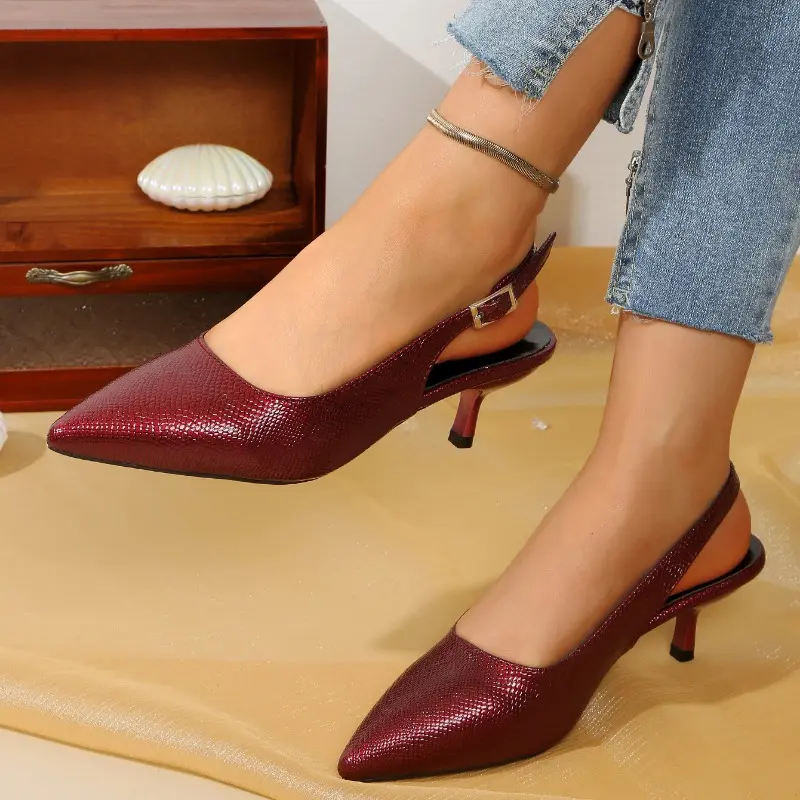 Women's Fashion Baotou Sandals Summer New Pointed Head Shallow Mouth with Anti-slip Wear-resistant Heel Shoes