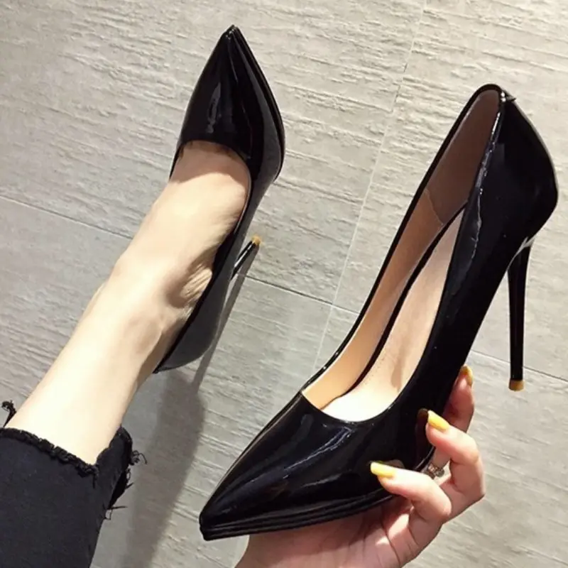 Summer Slim Heel Low Top Single Shoes Women Fashion Pointy Shallow Mouth Slip-on Anti-slip Wear-resistant High Heels